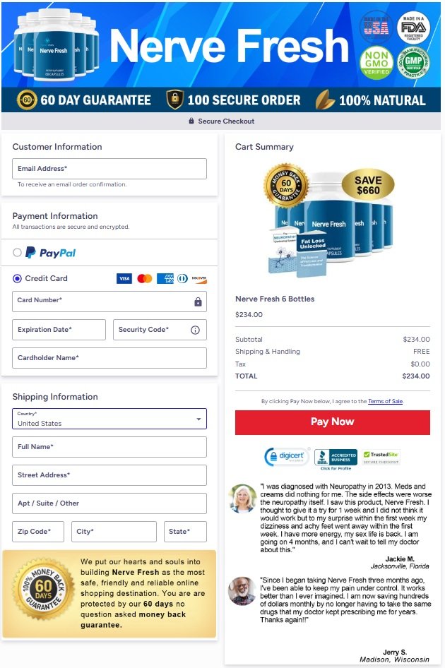Nerve Fresh  Website Secure Order Page